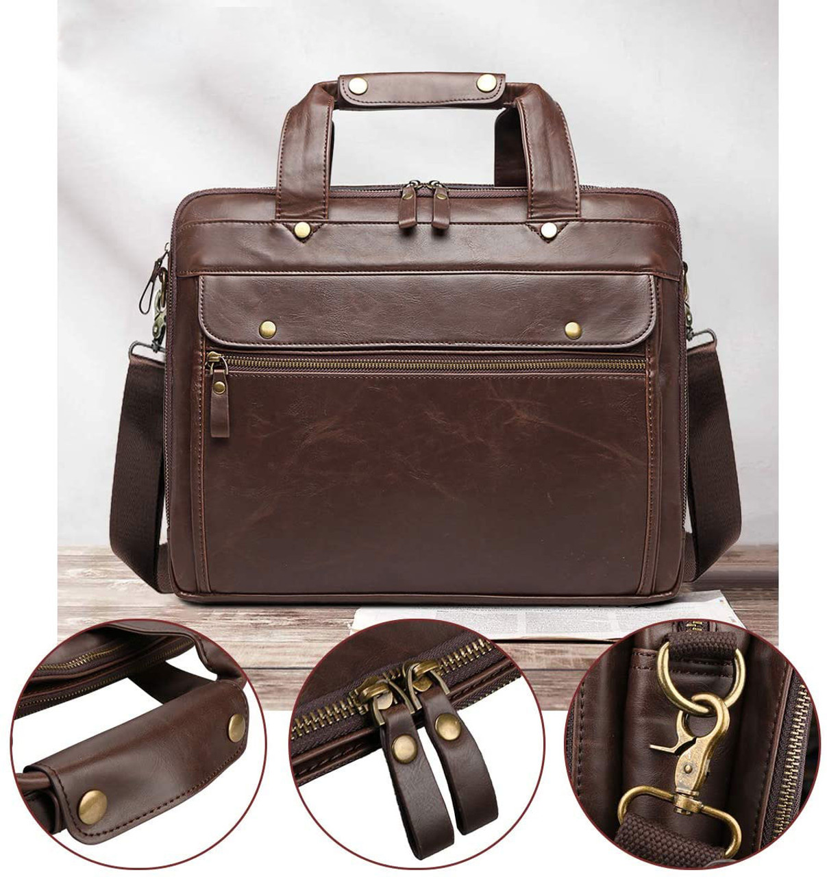 Edmond Leather Delegate Laptop Briefcase