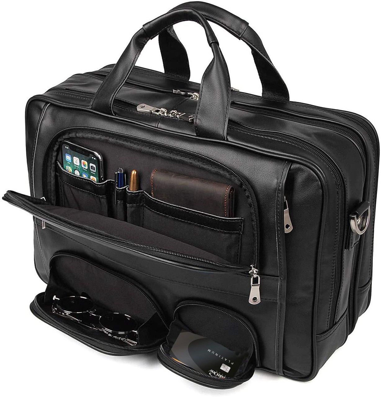 Pratt Leather Multi Pocket Executive Briefcase