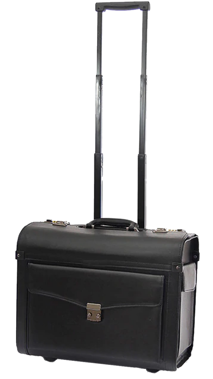 Edmond Leather Wheeled Catalog Case Rolling Briefcase