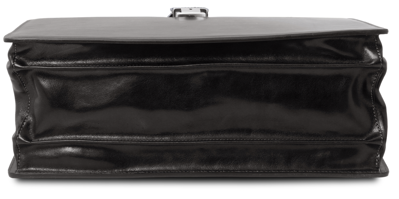 Buccio Tuscany Nero Onyx Italian Leather Briefcase