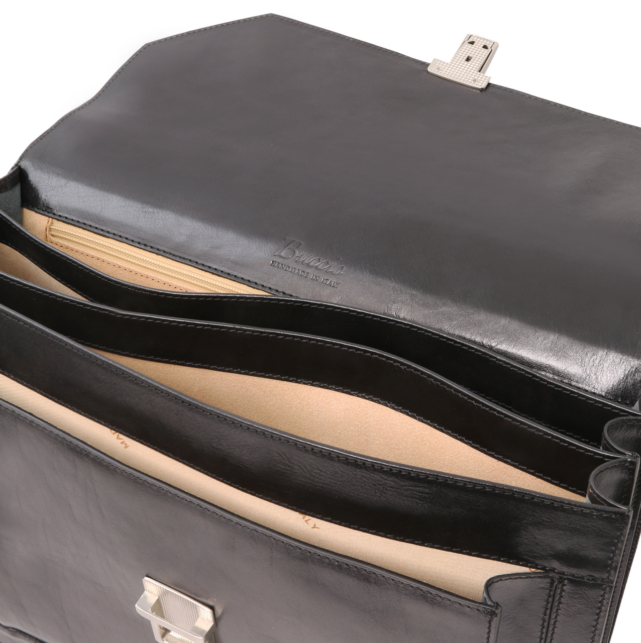 Buccio Carrara Nero Onyx Italian Leather Briefcase