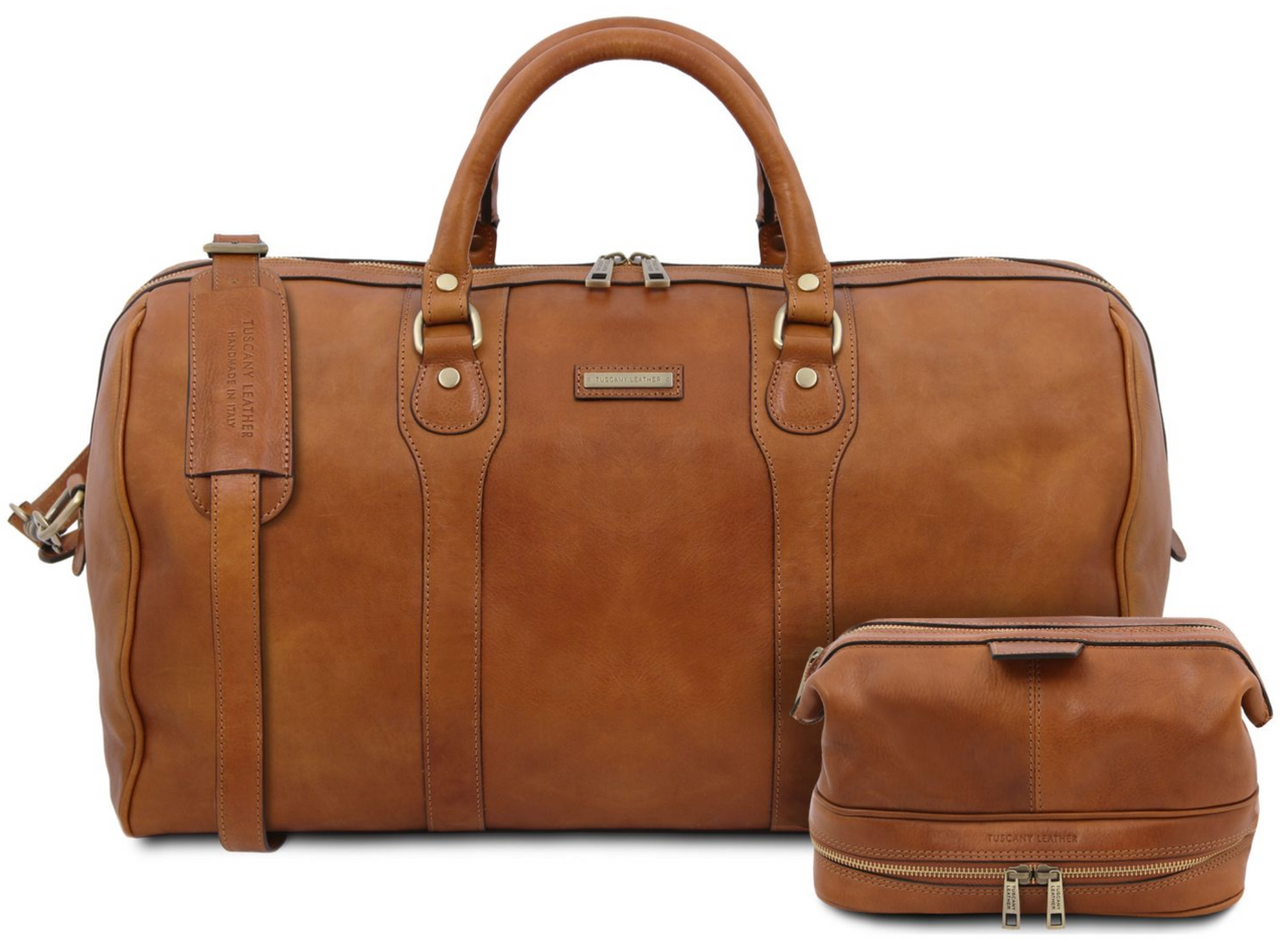 Tuscany Leather Colombo Duffle Bag Toiletry Kit Combo Set