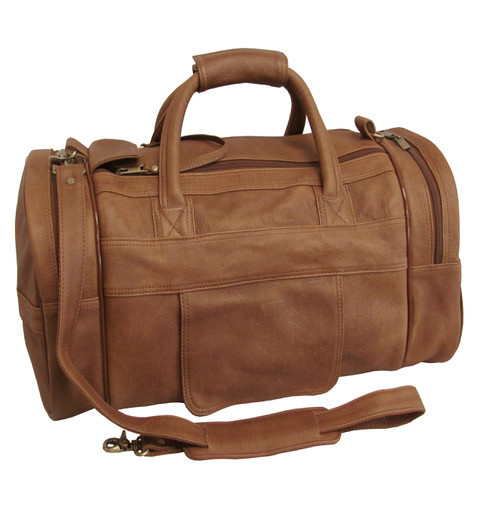 Amerileather Black Leather 20-inch Dual Zippered Duffel 3704-2 3704-9