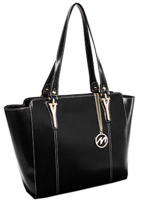 McKlein Alicia Leather Shoulder Tote Black