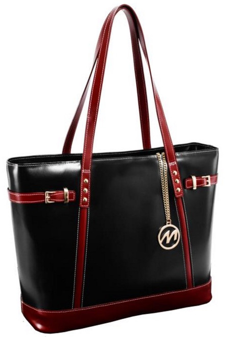McKlein Serafina Leather Shoulder Tote 9756 Black