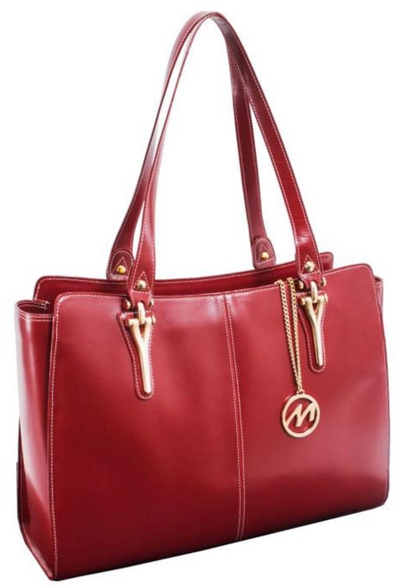 McKlein Glenna Leather Shoulder Tote 9755 Red