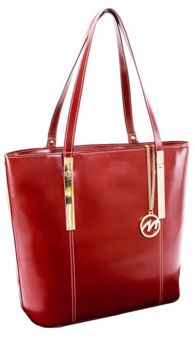 McKlein Cristina Leather Shoulder Tote Red