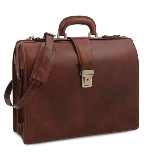  Tuscany Leather Madrid Gladstone Leather Bag - Large size Brown  : Clothing, Shoes & Jewelry