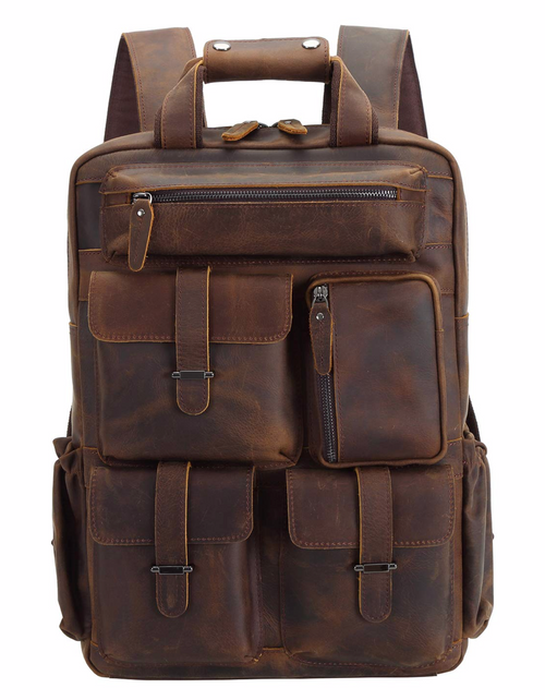 Pratt Leather Multi Pocket Daypack Leather Backpack