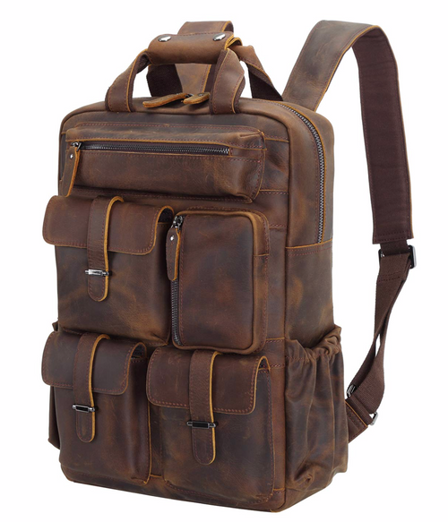 Buy Buffalo Leather Backpack Multi Pockets Daypack Travel Laptop Bag for Men  Women at .in