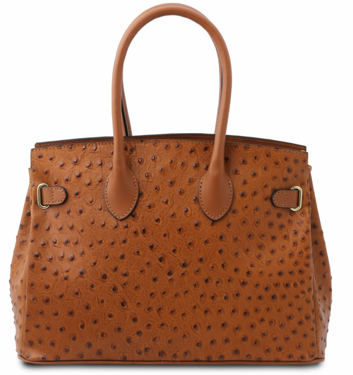 Nadine | Ostrich leather handbag – brown | Modern & Tribal