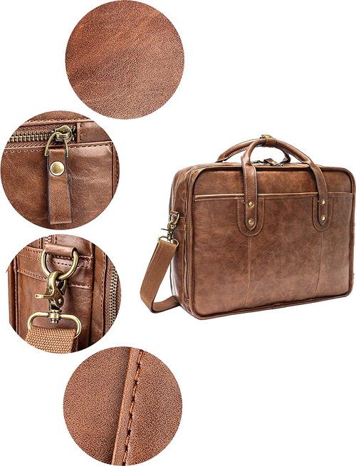 Edmond Leather Regents Water Resistant Business Laptop Briefcase