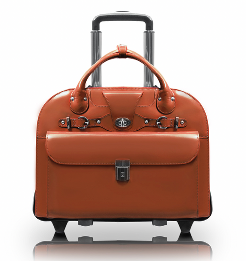 McKlein Roseville Leather Rolling Briefcase Brown