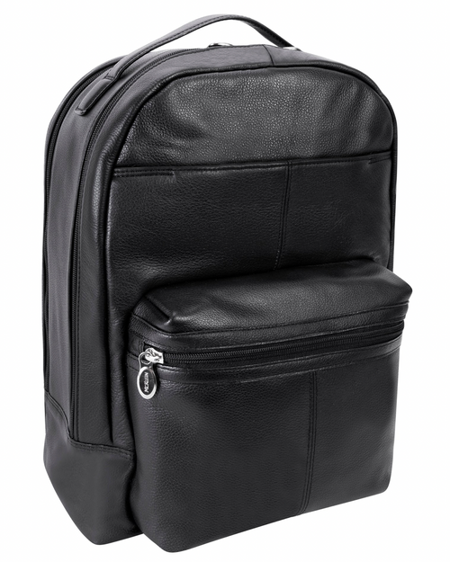 McKlein Parker 15” Leather Dual-Compartment Laptop Backpack (Black)