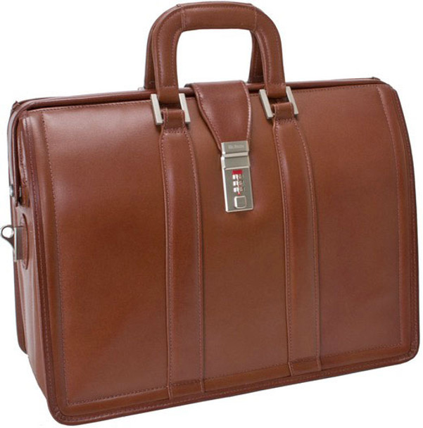 Large 17-inch Leather Laptop Bag for Men with Detachable Shoulder Strap