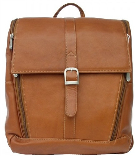 briefcase backpack leather thin Piel Leather Slim Computer Backpack (Saddle)