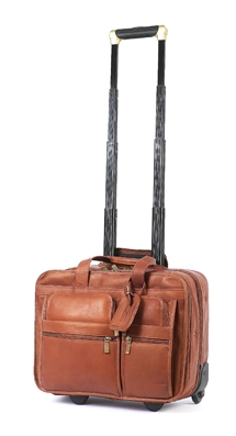 Claire Chase Rolling Computer Briefcase Leather Briefcase on