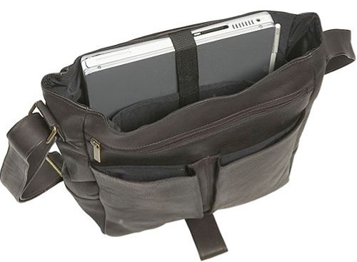 David King Vertical Laptop Tablet Leather Messenger Bag