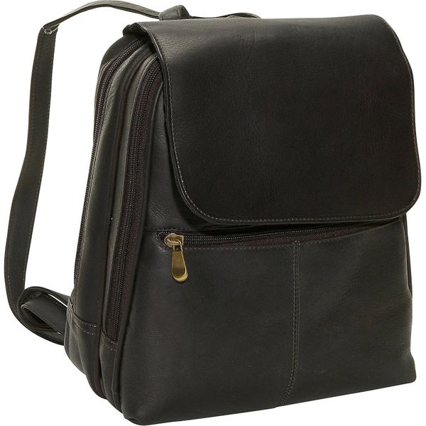 david king women's mid size leather backpack & Co. Style Cross Body Bag, Black, One Top zip U shaped opening for easy access to main compartment David King Bags for Sale