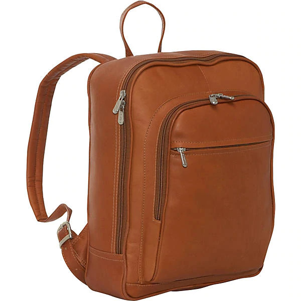 Piel Leather Front Pocket Computer Backpack - Saddle Piel Leather Front Pocket Computer Backpack - Saddle