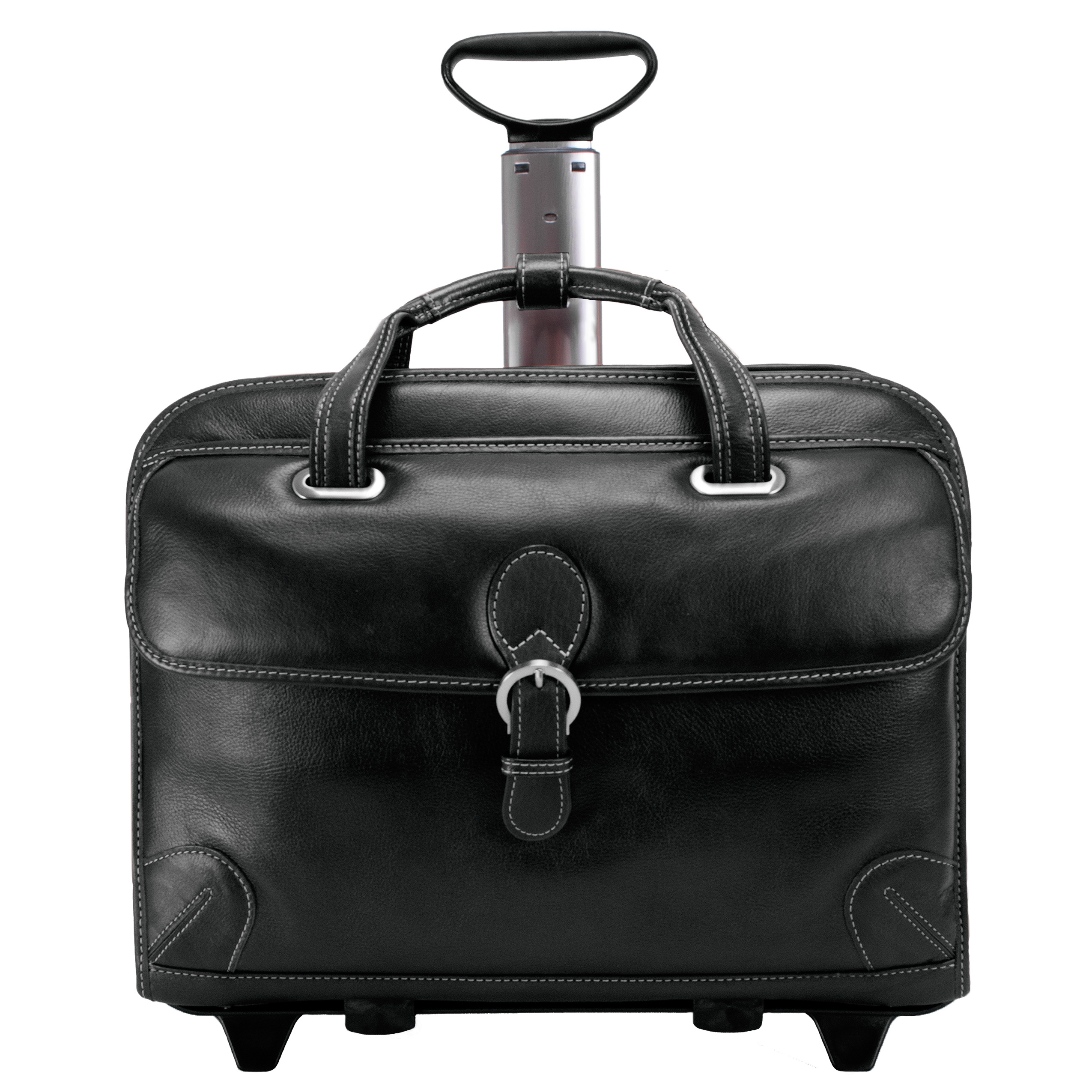 Siamod Carugetto Italian Leather Detachable Wheeled Laptop Case