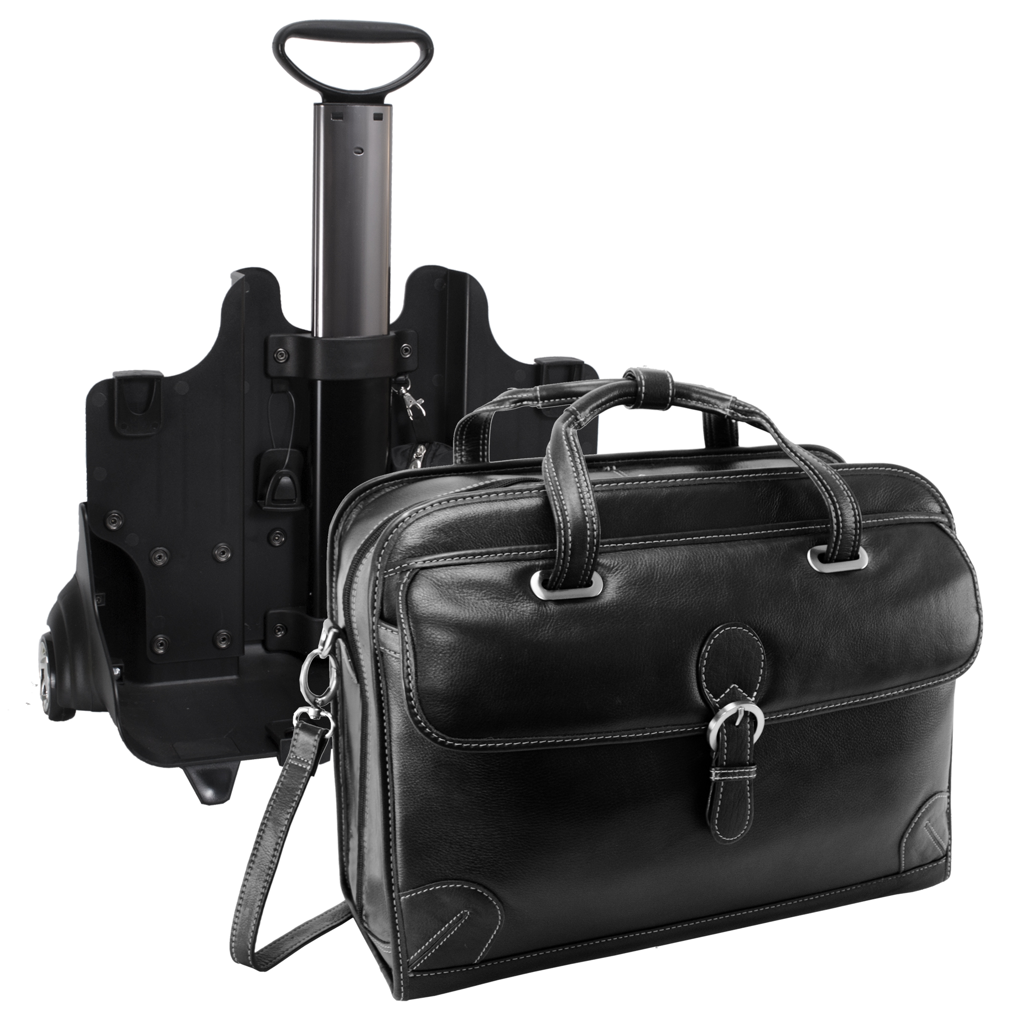 キャリーバッグ・スリング DOUBLE COMMA THE COMTWO BAGDARK GRAY Siamod Carugetto Italian Leather Detachable Wheeled Laptop Case