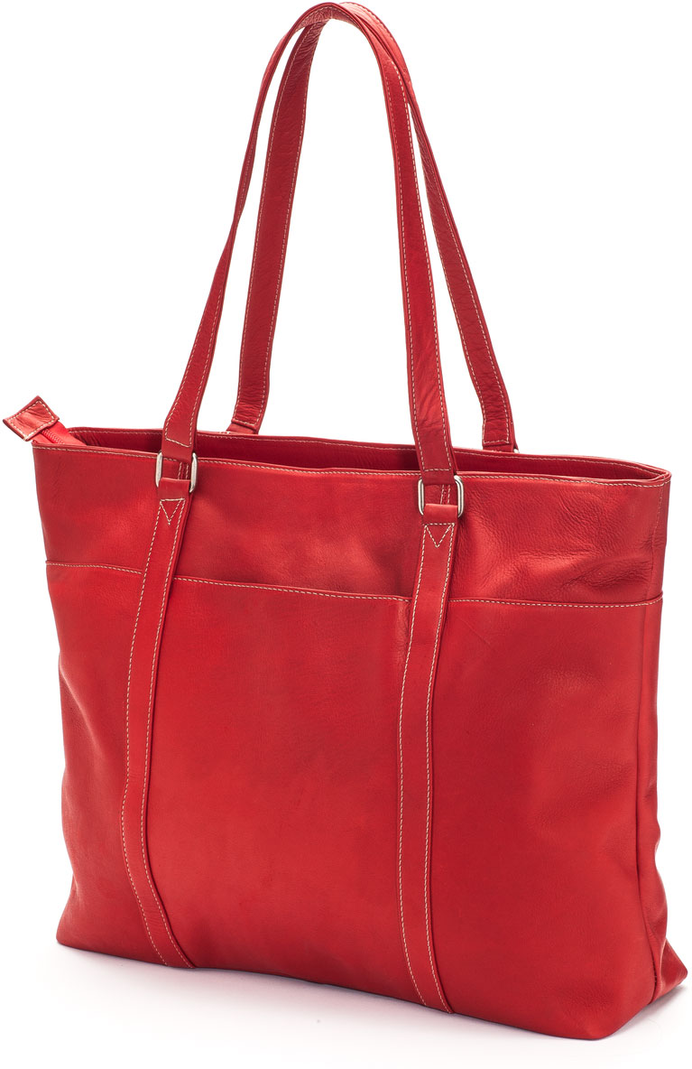 Red Leather Tote, Soft Leather Bag, Real Leather Tote Bag in Red