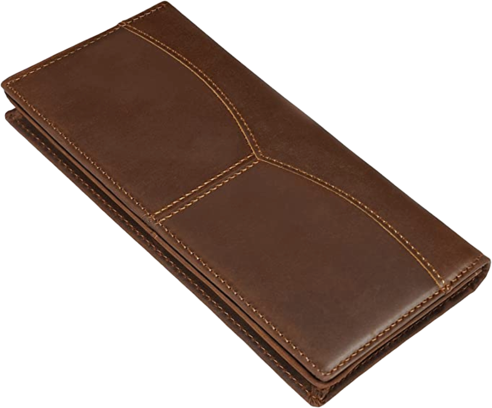 Buffalo Leather Passport Wallet for Men - Top Grain, Dark Brown