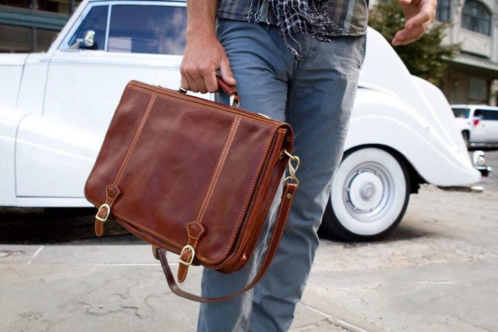 Buccio Palermo Italian Leather Messenger Bag Briefcase display picture 1