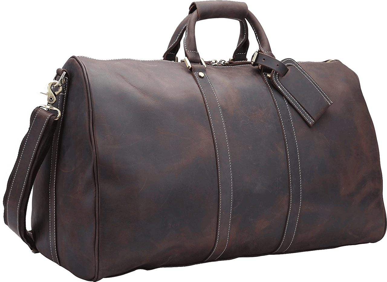 Dark Brown - Light Brown, Leather, Duffle Bag