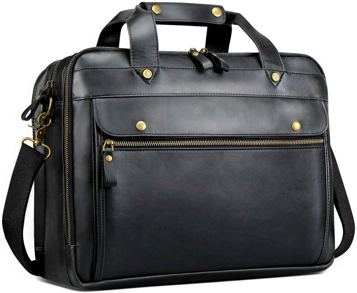 Woosir Slim Leather Laptop Bag for Men