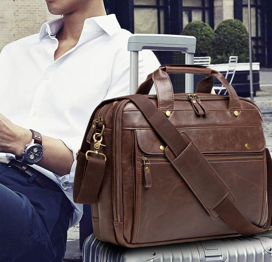 Edmond Leather Delegate Laptop Briefcase