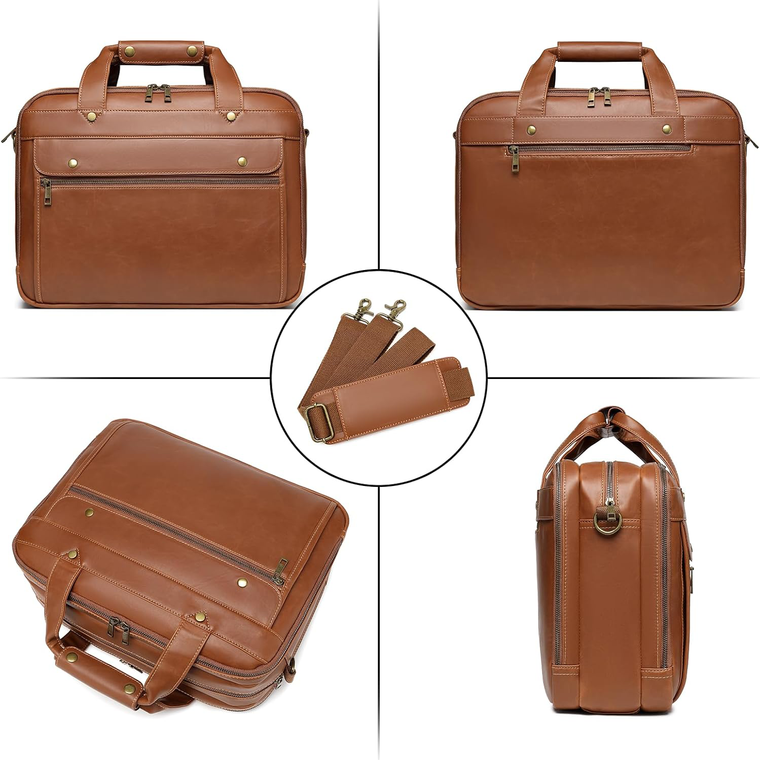 Edmond Leather Delegate Laptop Briefcase