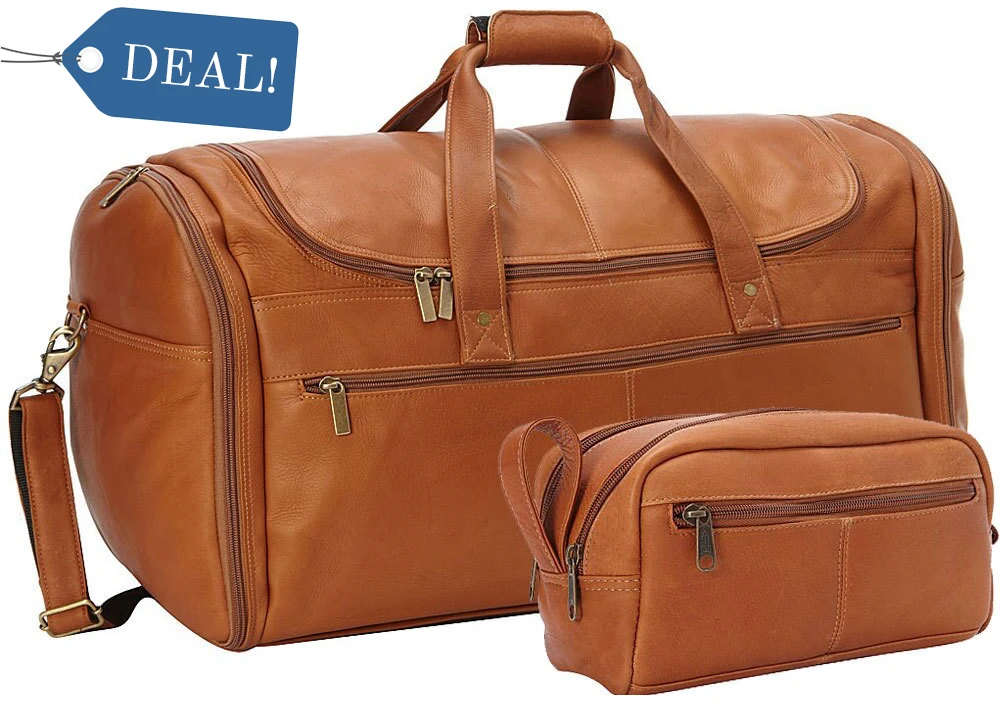 Edmond Leather Large Duffle Bag and Shaving Kit Combo