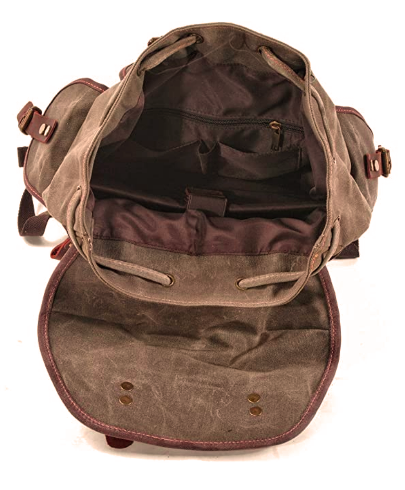 Pratt Leather Backpack Waxed Canvas Hiking Rucksack