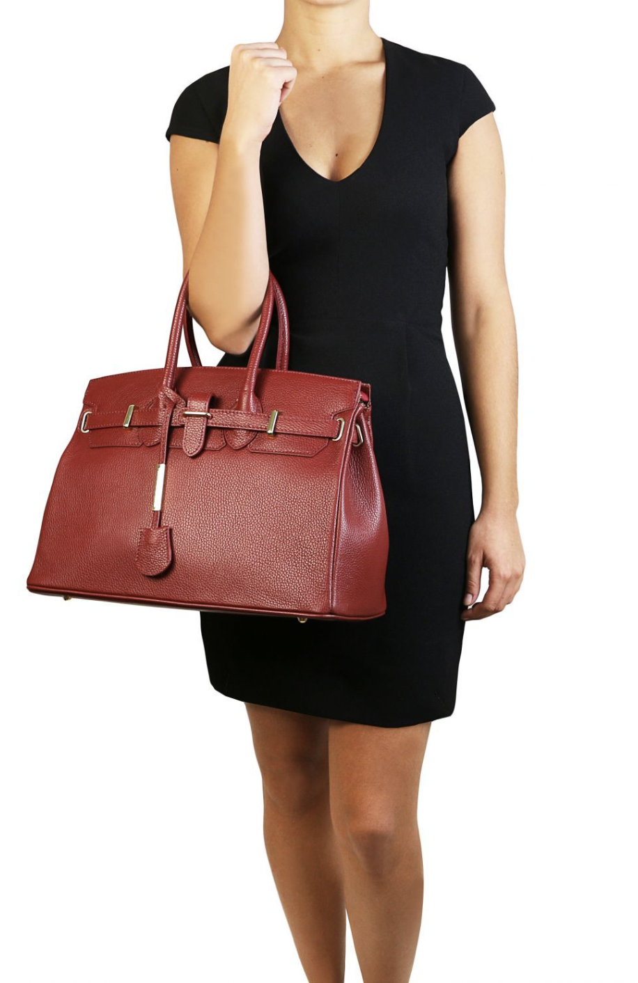 Tuscany Leather TL Bag Leather Handbag With Golden Hardware