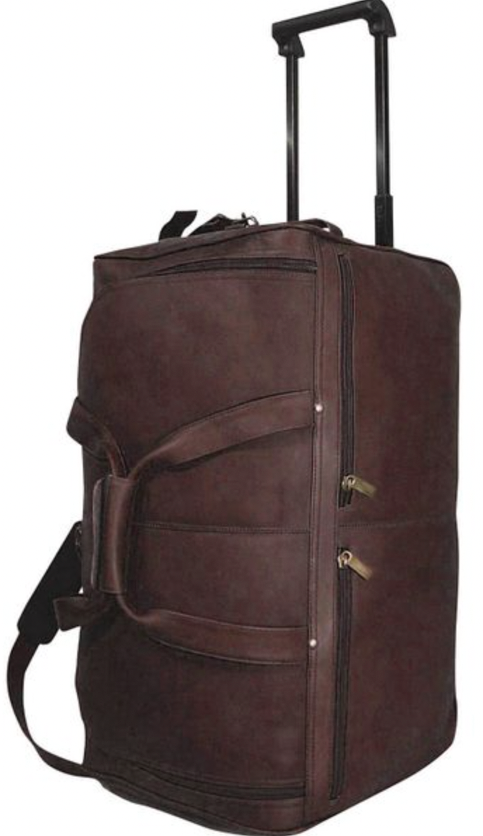 David King 22in Leather Rolling Duffel - Black