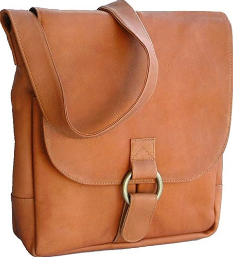 David King Vertical Laptop Tablet Leather Messenger Bag