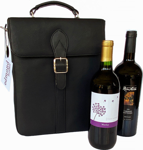 Deluxe Two Bottle Wine Carrier in Colombian Leather