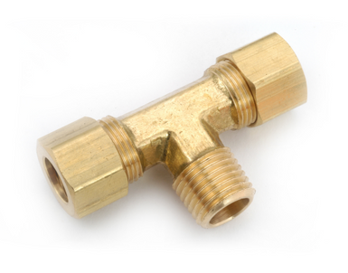 COMP TEE MPT BRANCH BRASS 1/4X1/4