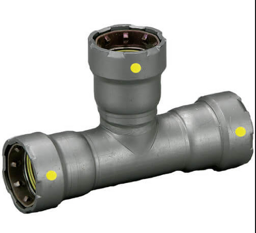 MEGA-PRESS GAS TEE 2X2X1 1/2 IPS