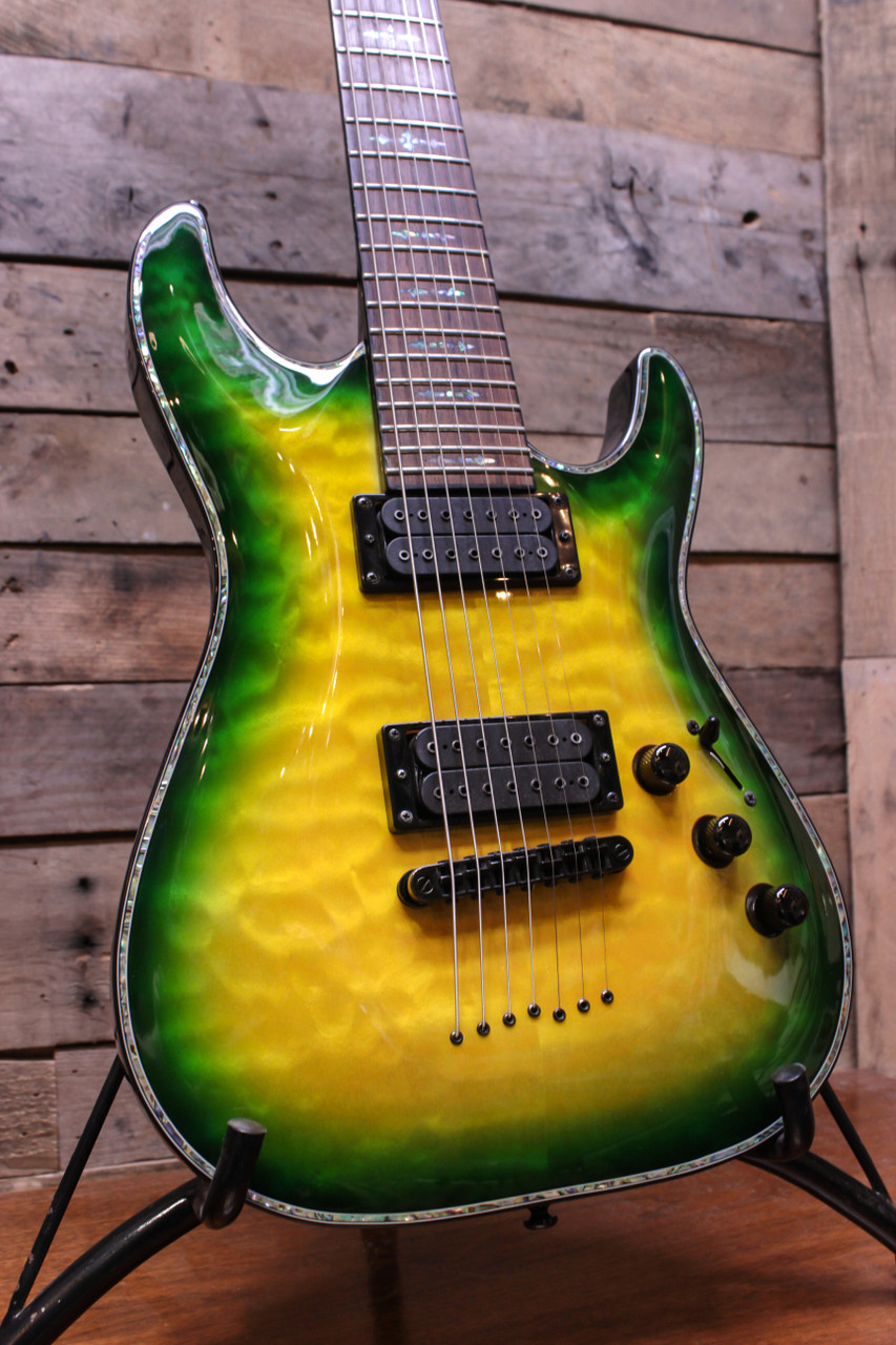 Schecter Hellrasier C-7 7-String Passive Quilted Green / Yellow