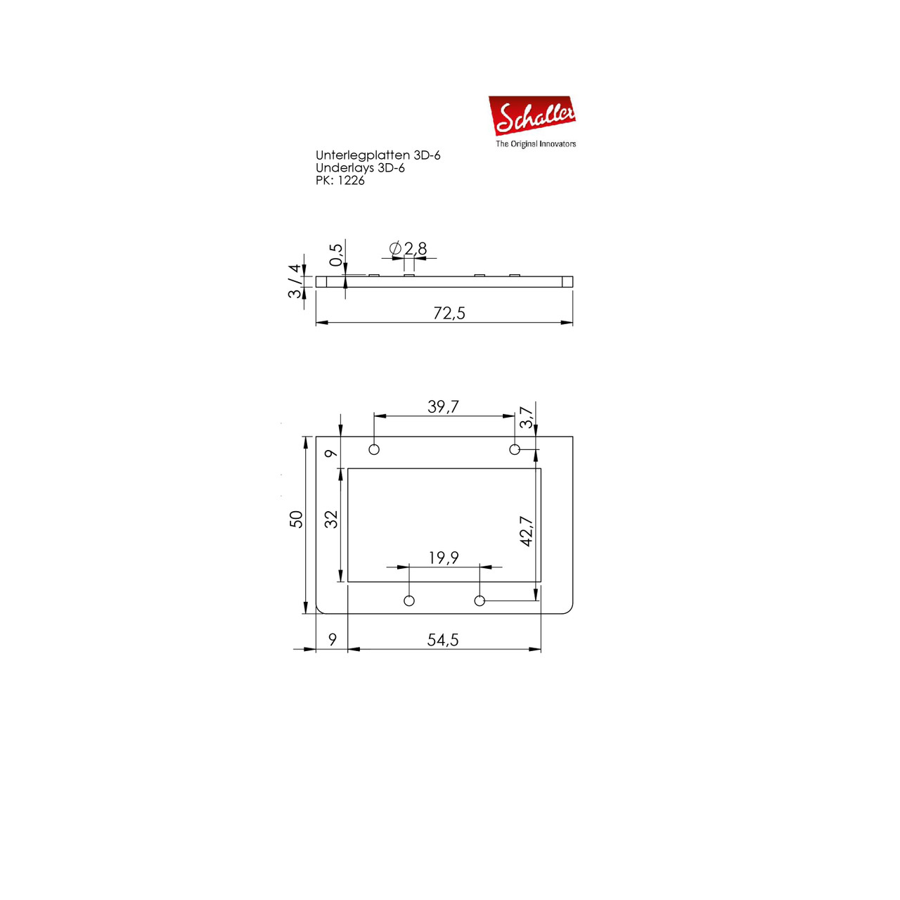 Schaller 3D-6 3mm Bridge Underlay / Shim / Spacer - Black