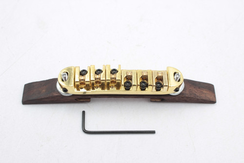 Gold Tune-o-Matic Archtop Acoustic Guitar Bridge with Radiused Base