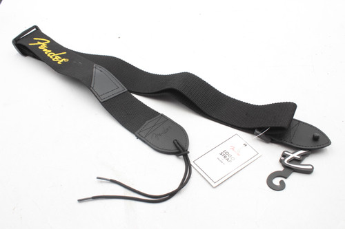 Official Fender Running Logo 2" Guitar Strap - Black with Embroidered Yellow Logo (NWT)