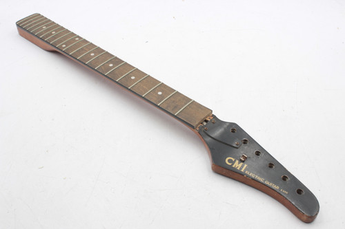 Vintage 1970s CMI Electric Guitar E200 Neck - Rosewood Fretboard, Black Pointy Headstock, MIJ