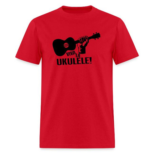 Ukulele Threads "Viva La Ukulele!" Red Graphic T-Shirt Size Large