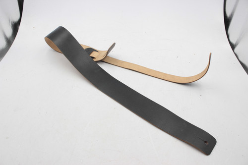 Vintage Unbranded Wide Saddle Leather Guitar & Bass Strap - Black with Tan Back, Scratch-Free Ladder Style, NOS