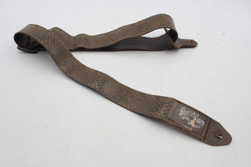 Vintage 1980s Doctor's Song Snakeskin Guitar Strap - Brown Python Print, Made in USA, NOS (Hard Rock / Metal)