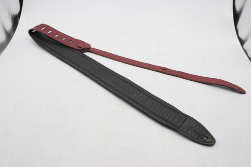 Vintage Levy's MG12PDX Wide Padded Leather Guitar Strap - Black & Burgundy, Scratch-Free Ladder Style, Made in Canada